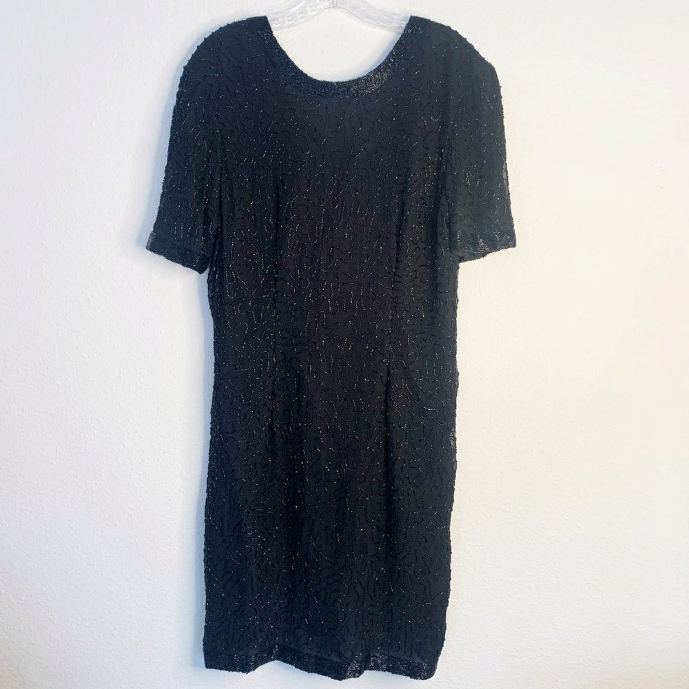 Vintage 90’s Sténay Silk Beaded Black Formal Dress